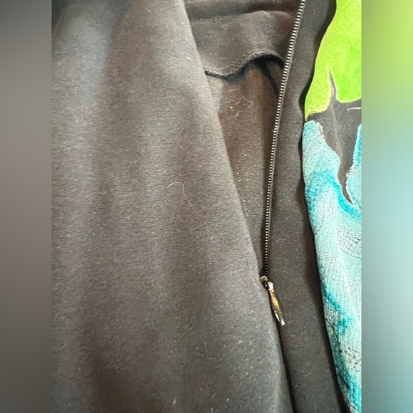 Vintage Cache 💙💚🖤 Black Spandex Zip Skirt W/ Floral Sarong Size 10 90s 🖤💙💚 - Picture 11 of 12